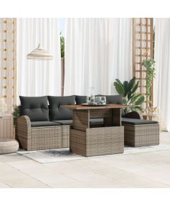 vidaXL Zestaw Sofa Ogrodowa Zestaw 6-częściowy Szary Rattan Dārza mēbeļu komplekti