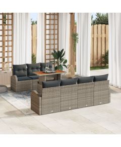 vidaXL Zestaw sofy ogrodowej Zestaw 8 Szary Rattan Dārza mēbeļu komplekti