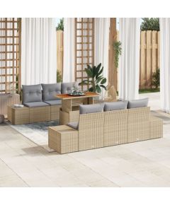 vidaXL Zestaw Sof Ogrodowych Zestaw 7 Beżowy Rattan Stół Zewnętrzny Dārza mēbeļu komplekti