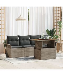 vidaXL Zestaw sof ogrodowych 5-częściowy Szary Poli Rattan i stal Dārza mēbeļu komplekti