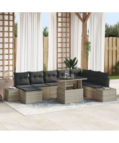 Zestaw Sof Ogrodowych vidaXL 9 Elementów Jasnobrązowy, czarny Dārza mēbeļu komplekti