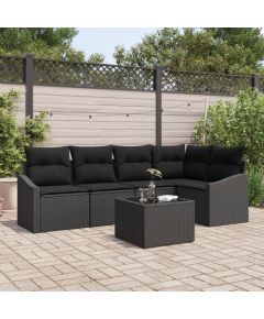 Zestaw sof ogrodowych vidaXL Zestaw 6 Czarny Polirattan, stalowa rama Dārza mēbeļu komplekti