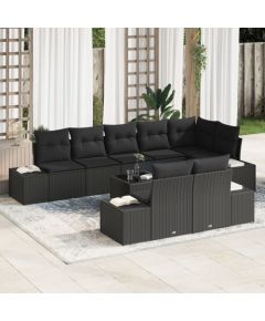 vidaXL Zestaw Sof Ogrodowych Zestaw 9 Czarny Dārza mēbeļu komplekti