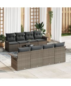 vidaXL Zestaw Sof Ogrodowych 7 Elementów Szary Rattan, Poliester Dārza mēbeļu komplekti