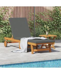 Vidaxl Leżak na kółkach z poduszką w ciemnoszarym kolorze z litego drewna Шезлонги и пляжные стулья