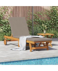 Vidaxl Leżak z kółkami i poduszką w kolorze taupe z litego drewna Шезлонги и пляжные стулья