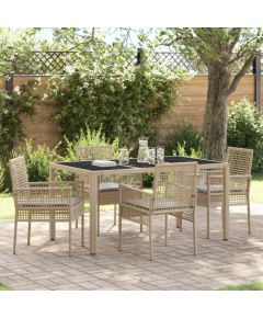 Vidaxl Zestaw ogrodowy 5-częściowy z poduszkami Beżowy Polirattan Dārza mēbeļu komplekti