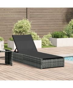 vidaXL Leżak słoneczny Szary Rattan i tkanina 69 x 200 x 27 cm Składany Шезлонги и пляжные стулья