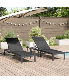 vidaXL Leżaki słoneczne Czarny Metal Średni Regulowane podłokietniki Шезлонги и пляжные стулья