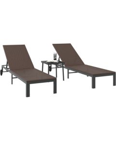 vidaXL Brązowy Metal Standardowy Regulowane Podłokietniki Шезлонги и пляжные стулья