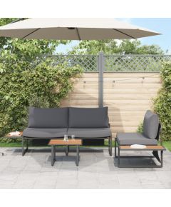 vidaXL Zestaw sofy ogrodowej Zestaw 3 Antracytowy Stal malowana proszkowo Dārza mēbeļu komplekti