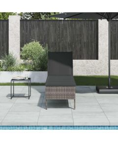 vidaXL Leżak z poduszką Szary 55x200x44cm Polirattan Шезлонги и пляжные стулья