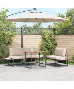 Zestaw sof zewnętrznych vidaXL Zestaw 3 Taupe Stal malowana proszkowo Dārza mēbeļu komplekti