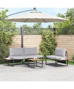 vidaXL Zestaw sofy na zewnątrz Zestaw 3 Jasnoszary Stal malowana proszkowo Dārza mēbeļu komplekti