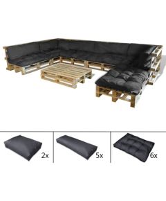 vidaXL Czarny Drewno sosnowe i poliester Duży Trwały Sofa na patio Dārza mēbeļu komplekti