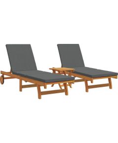 vidaXL Leżak Zestaw 3 Ciemnoszary Lite drewno akacjowe 40 cm x 40 cm Шезлонги и пляжные стулья