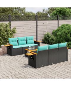 Vidaxl 7-cz. zestaw wypoczynkowy do ogrodu, z poduszkami, czarny Dārza mēbeļu komplekti