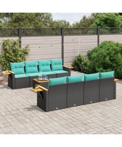 Vidaxl 9-cz. zestaw wypoczynkowy do ogrodu, z poduszkami, czarny Dārza mēbeļu komplekti