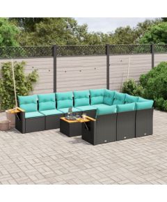 Vidaxl 11-cz. zestaw wypoczynkowy do ogrodu, poduszki czarny rattan PE Dārza mēbeļu komplekti
