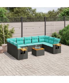 Vidaxl 10-cz. zestaw wypoczynkowy do ogrodu, z poduszkami, czarny Dārza mēbeļu komplekti