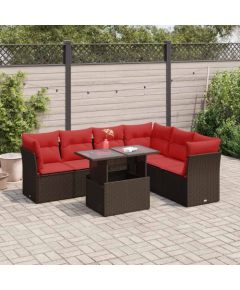 Vidaxl 7-cz. zestaw mebli z poduszkami, szary, polirattan i akacja Dārza mēbeļu komplekti