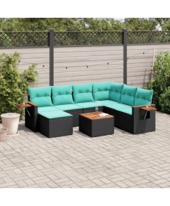 Vidaxl 8-cz. zestaw wypoczynkowy do ogrodu, z poduszkami, czarny Dārza mēbeļu komplekti