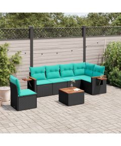 Vidaxl 7-cz. zestaw wypoczynkowy do ogrodu, z poduszkami, czarny Dārza mēbeļu komplekti