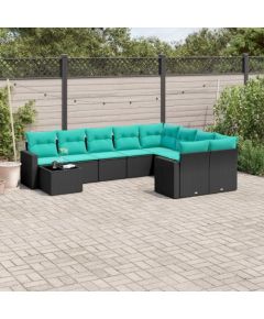 Vidaxl 10-cz. zestaw wypoczynkowy do ogrodu, z poduszkami, czarny Dārza mēbeļu komplekti