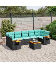 vidaXL 8-cz. zestaw wypoczynkowy do ogrodu, z poduszkami, czarny Dārza mēbeļu komplekti