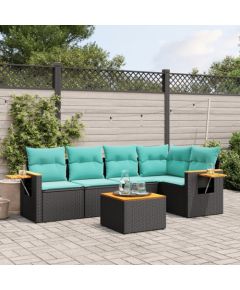 vidaXL 6-cz. zestaw wypoczynkowy do ogrodu, z poduszkami, czarny Dārza mēbeļu komplekti