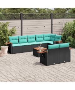 vidaXL 9-cz. zestaw wypoczynkowy do ogrodu, z poduszkami, czarny Dārza mēbeļu komplekti