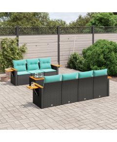 vidaXL 8-cz. zestaw wypoczynkowy do ogrodu, z poduszkami, czarny Dārza mēbeļu komplekti