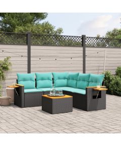 vidaXL 6-cz. zestaw wypoczynkowy do ogrodu, z poduszkami, czarny Dārza mēbeļu komplekti