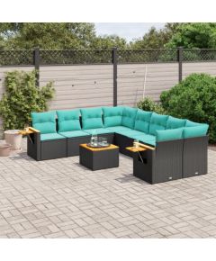 vidaXL 9-cz. zestaw wypoczynkowy do ogrodu, z poduszkami, czarny Dārza mēbeļu komplekti