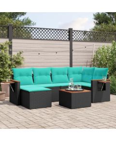 vidaXL 7-cz. zestaw wypoczynkowy do ogrodu, z poduszkami, czarny Dārza mēbeļu komplekti