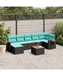 vidaXL 8-cz. zestaw wypoczynkowy do ogrodu, z poduszkami, czarny Dārza mēbeļu komplekti