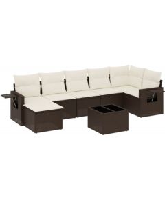 vidaXL 8-częściowy zestaw wypoczynkowy do ogrodu, z poduszkami, brązowy Dārza mēbeļu komplekti