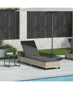 Vidaxl Leżak z poduszkami Jasnoszary 55x200x25,5cm Polirattan Шезлонги и пляжные стулья