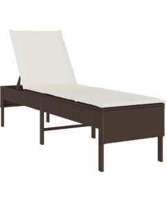 Vidaxl Leżak z poduszką Brązowy 55x200x44cm Polirattan Шезлонги и пляжные стулья