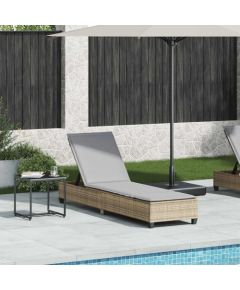 vidaXL Leżak z poduszkami beżowy 55x200x25,5cm polirattan Шезлонги и пляжные стулья