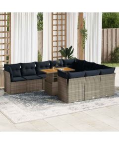 Vidaxl 11-cz. zestaw mebli ogrodowych z poduszkami, szary rattan PE Dārza mēbeļu komplekti