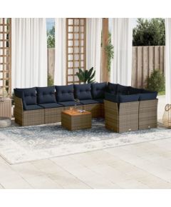 Vidaxl 10-cz. zestaw wypoczynkowy do ogrodu, z poduszkami, szary Dārza mēbeļu komplekti