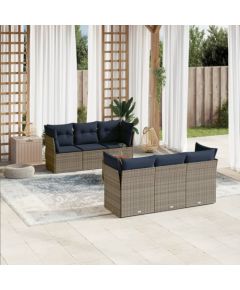 Vidaxl 7-cz. zestaw wypoczynkowy do ogrodu, z poduszkami, szary Dārza mēbeļu komplekti