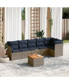 Vidaxl 7-cz. zestaw wypoczynkowy do ogrodu, z poduszkami, szary Dārza mēbeļu komplekti