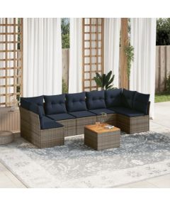 Vidaxl 8-cz. zestaw wypoczynkowy do ogrodu, z poduszkami, szary Dārza mēbeļu komplekti