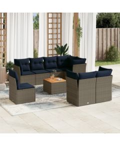 Vidaxl 9-cz. zestaw wypoczynkowy do ogrodu, z poduszkami, szary Dārza mēbeļu komplekti