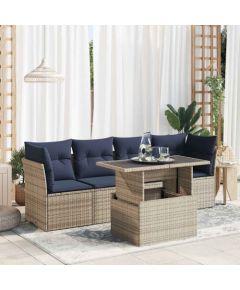 Vidaxl 5-cz. zestaw wypoczynkowy do ogrodu, poduszki polirattan akacja Dārza mēbeļu komplekti