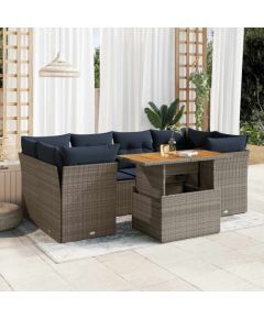 Vidaxl 7-cz. zestaw wypoczynkowy do ogrodu, z poduszkami, szary Dārza mēbeļu komplekti