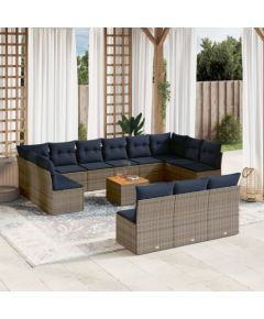 Vidaxl 14-cz. zestaw mebli ogrodowych z poduszkami, szary, polirattan Dārza mēbeļu komplekti