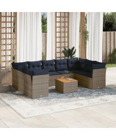 Vidaxl 10-cz. zestaw wypoczynkowy do ogrodu, z poduszkami, szary Dārza mēbeļu komplekti